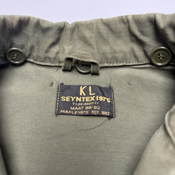 Vintage Military Slant Pocket Jacket Mens Large Green Seyntex 1975 - Picture 8 of 14